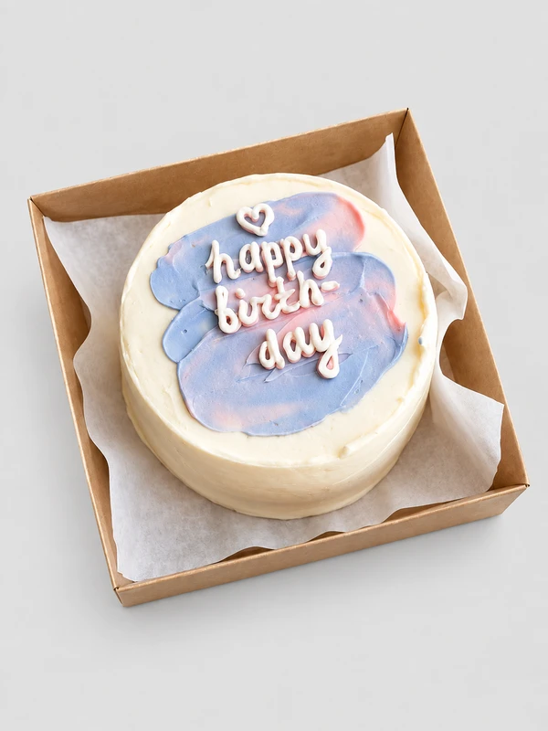 Бенто - торт "Happy Birthday бело-голубой" — Бенто-торт с дизайном как на фото.